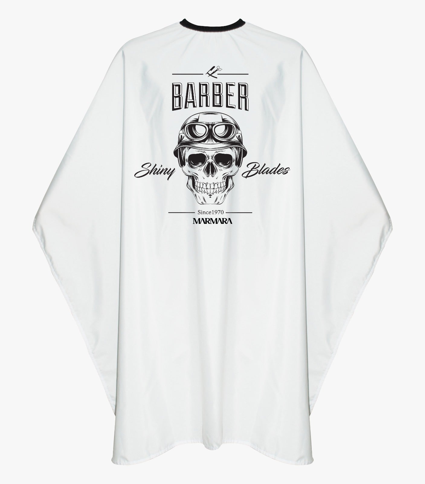 BARBER CAPE WHITE SKULL
